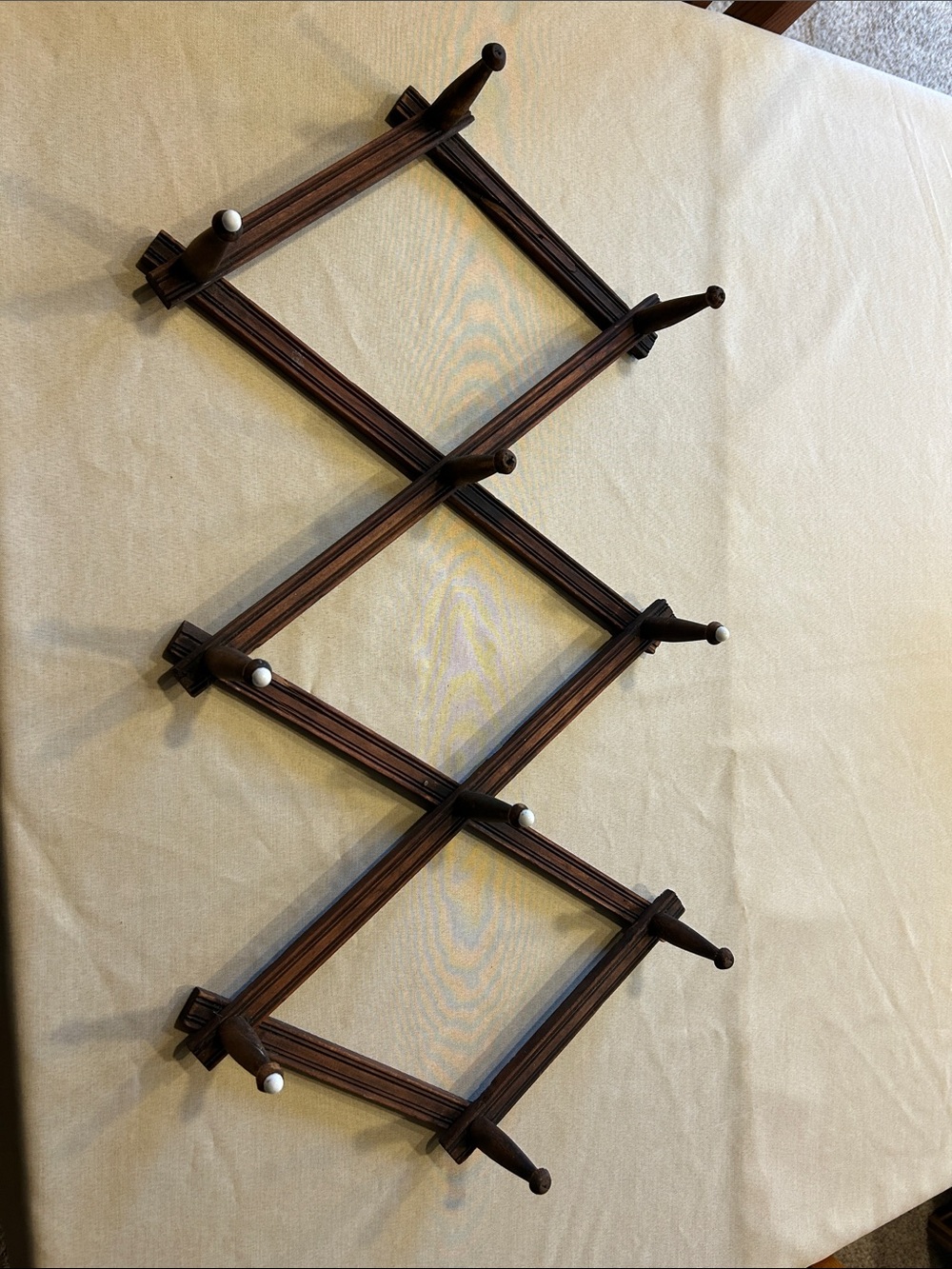 Expandable Vintage Wooden Wall Drying Rack in Dark Brown